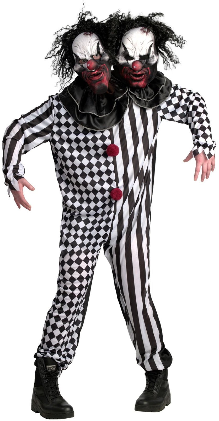 Morph Adult 2 Headed Killer Clown Costume Mens Womens Scary Halloween ...