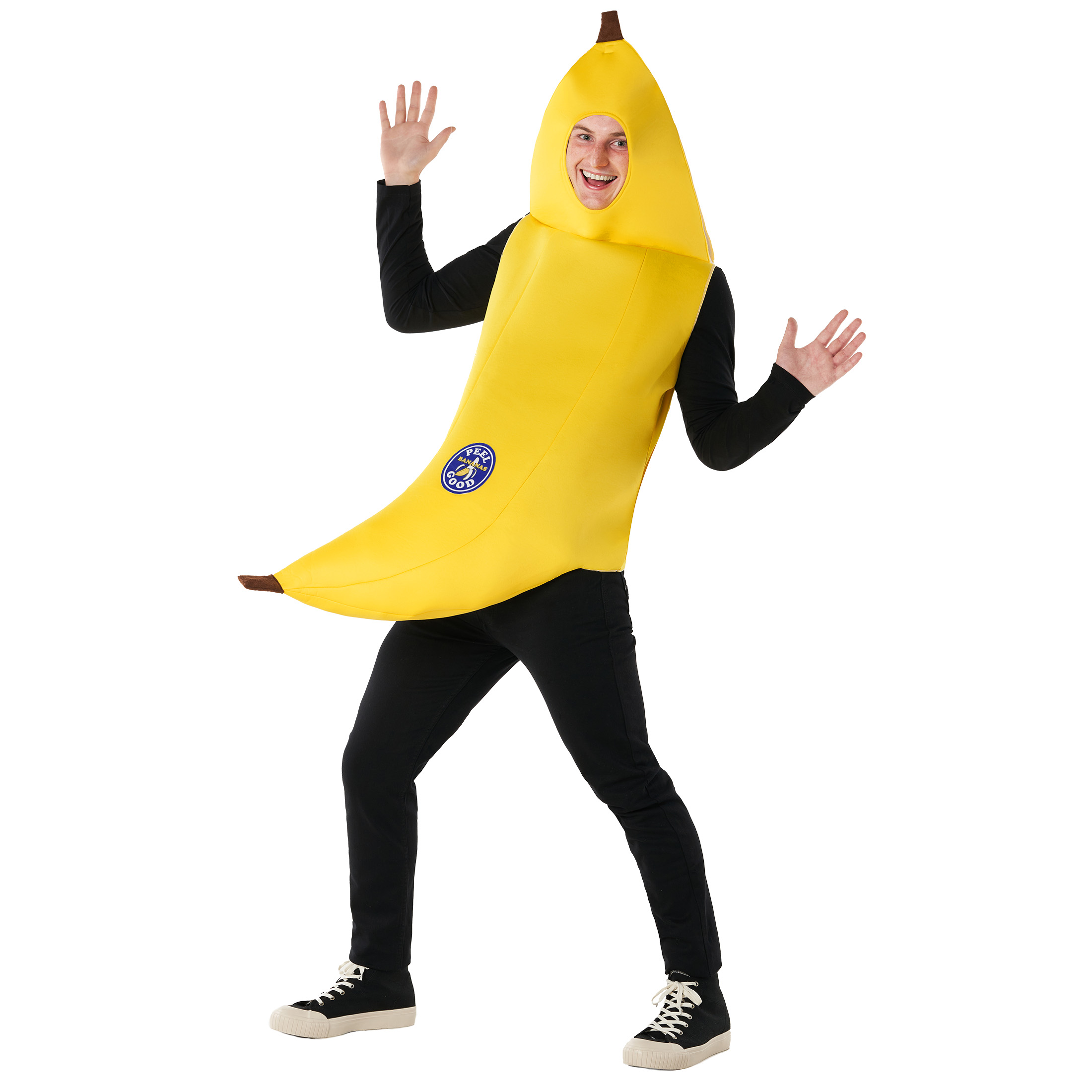 Morph Adult Banana Costume Mens Womens Peeling Banana Suit Funny Fruit Halloween Yellow Standard - image 1 of 6