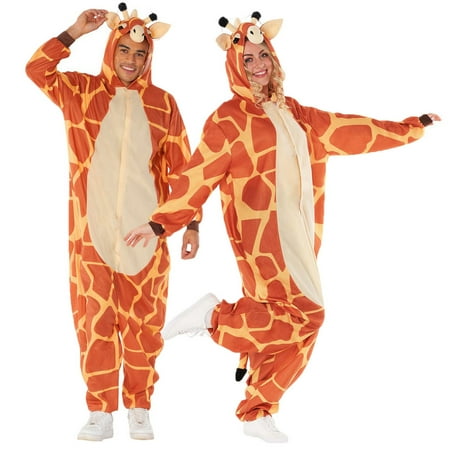 Morph Adult Giraffe Pajama Costume Mens Womens Animal One Piece Jumpsuit Halloween Orange XL