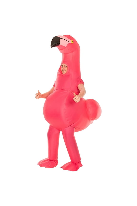 Adult Inflatable Pink Flamingo Costume Funny Giant Bird Blow Up Fancy Dress Halloween Pink L