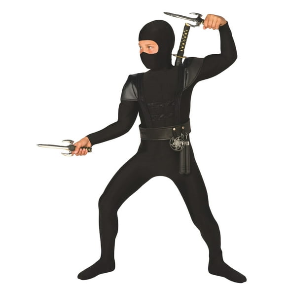 Morph Boys Black Ninja Costume Toys Kids Samurai Warrior Book Day Week Party, Birthday Black S