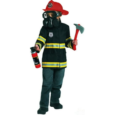 Morph Boys Fireman Firefighter Fancy Dress Costume Helmet Mask Tools Fire Fighter Halloween Black L