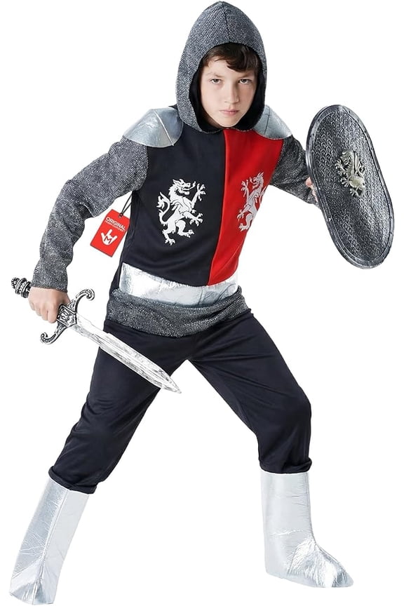 Boys Medieval Knight Crusader Costume Sword Shield Book Day Week Halloween Silver S