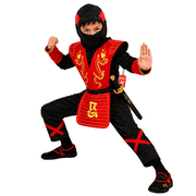 Morph Boys Ninja Costume Kids Red Dragon Samurai Warrior Halloween Fancy Dress Halloween Red M