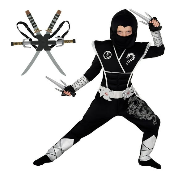 Morph Boys Silver Dragon Ninja Costume Kids Samurai Warrior Halloween Blue Toddler 3-4 years