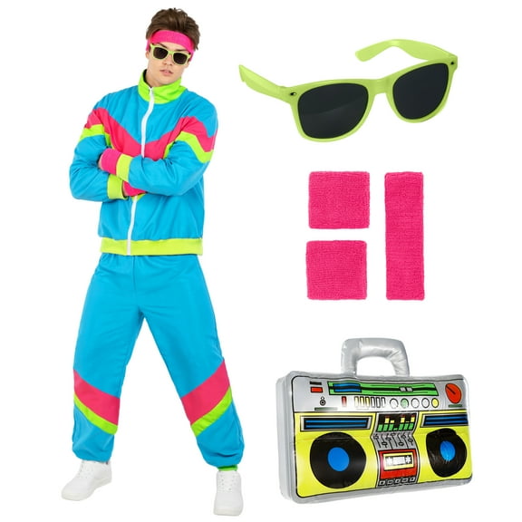 Morph Bright Colour Tracksuit Adult Halloween Costume For Unisex Silver 3X-Large