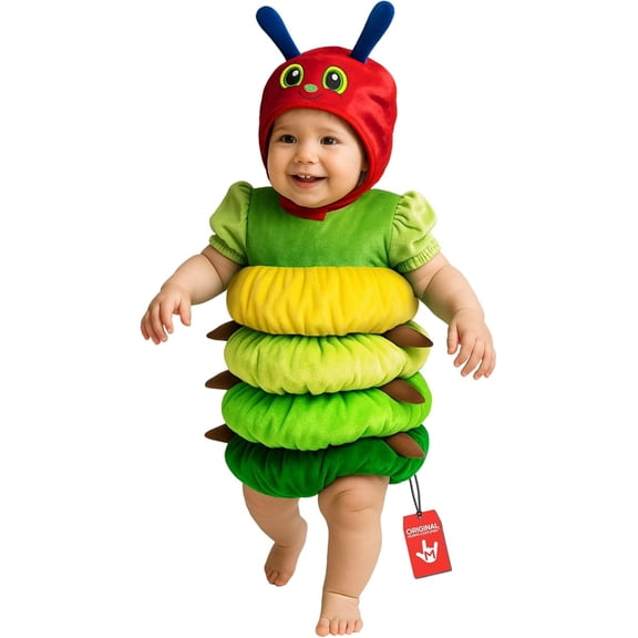 Morph Caterpillar Plush Tabard Costume Kids Halloween Costume For Unisex Green X-Small