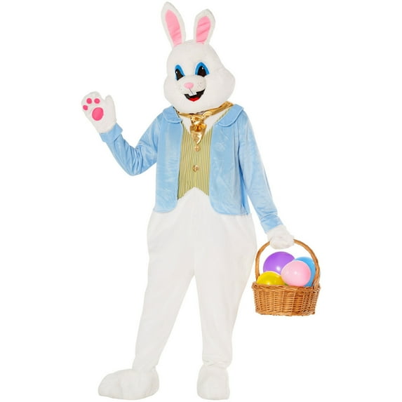 Morph Costumes Adult Deluxe Easter Bunny Costume Unisex White Rabbit Jumpsuit Easter White L