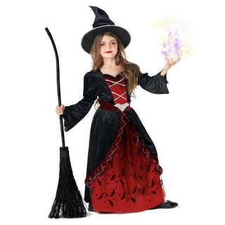 Children Performance Black Witch Cosplay Red Bubble Spider Dress Costume  Halloween for girl Wizard