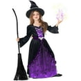 thumbnail image 1 of Morph Deluxe Girls Purple Witch Costume Hat Kids Halloween Fancy Dress Halloween Purple/Black S, 1 of 9