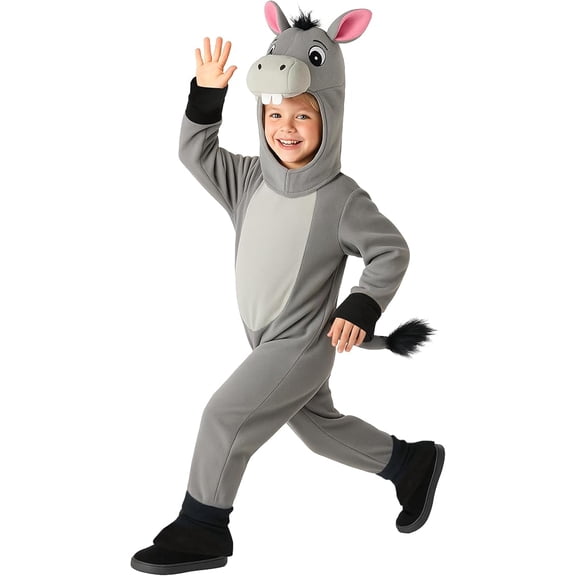 Morph Donkey Jumpsuit Costume Kids Halloween Costume For Unisex Gray Large