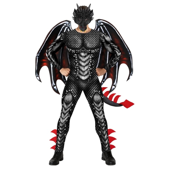 Morph Dragon Jumpsuit Black Red Costume Men Halloween Costume for Men Black Large