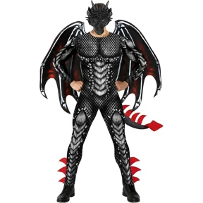 Morph Dragon Jumpsuit Black Red Costume Men Halloween Costume For Men Black Medium