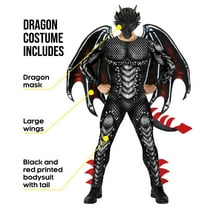 Morph Dragon Jumpsuit Black Red Costume Men Halloween Costume For Men Black XX-Large
