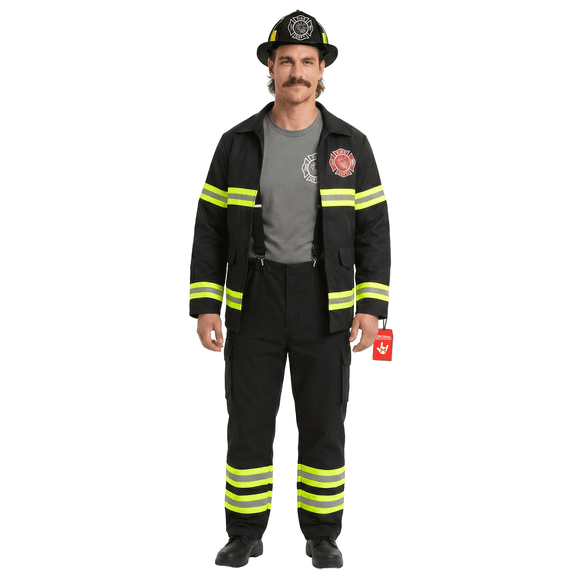 Morph Fireman Costume for Men with Firefighter Hat, Firefighter Costume Mens, Halloween Costumes for Men