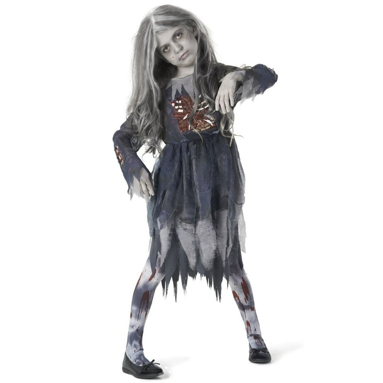 Morph Girls Zombie Costume Kids Undead Scary Halloween Fancy Dress