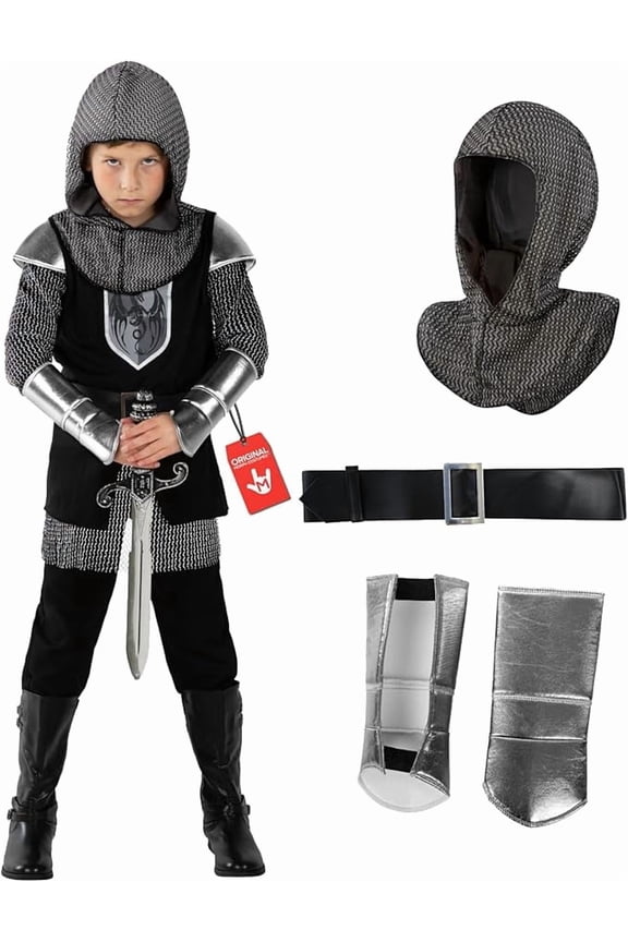 Knight Costume For Boys Black Medieval Warrior Costume For Kids