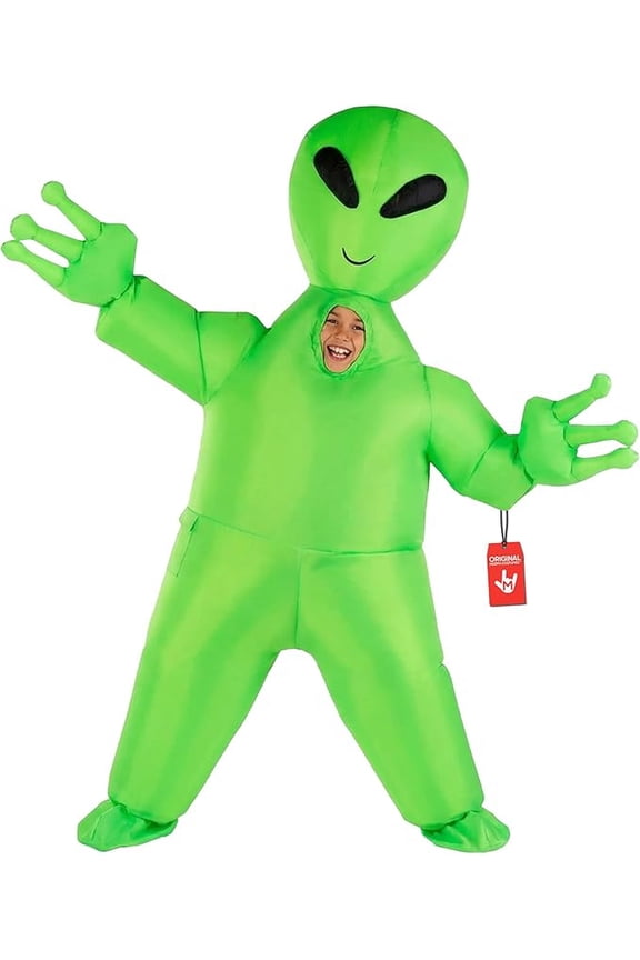 Kids Giant Alien Inflatable Costume Boys Girls Blow Up Halloween Halloween Green One Size