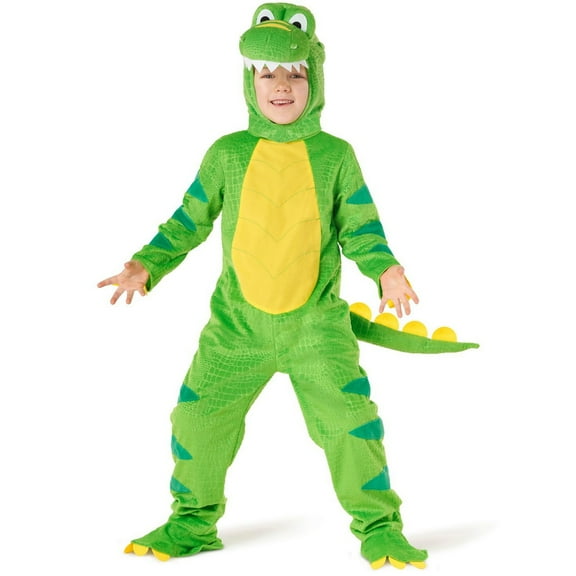 Morph Kids Green T Rex Costume Boys Girls Dinosaur Jumpsuit Fancy Dress Halloween Green M