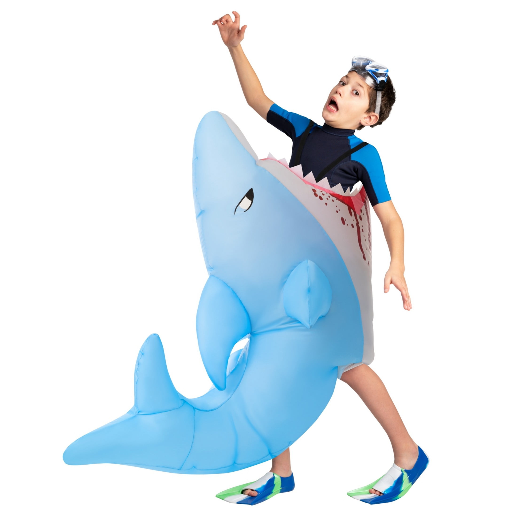Morph Kids Inflatable Shark Attack Costume Boy Girl Blow Up Fish
