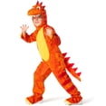thumbnail image 1 of Morph Kids Orange T Rex Costume Boys Girls Dinosaur Jumpsuit Fancy Dress Halloween Orange T2, 1 of 6