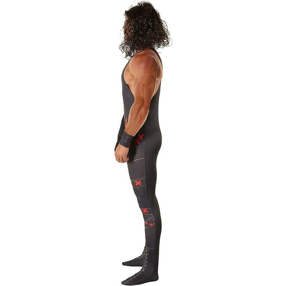 Morph Licenced Mens WWE Classic Kane Costume Wig Adult Wrestling Wrestler Halloween Black L