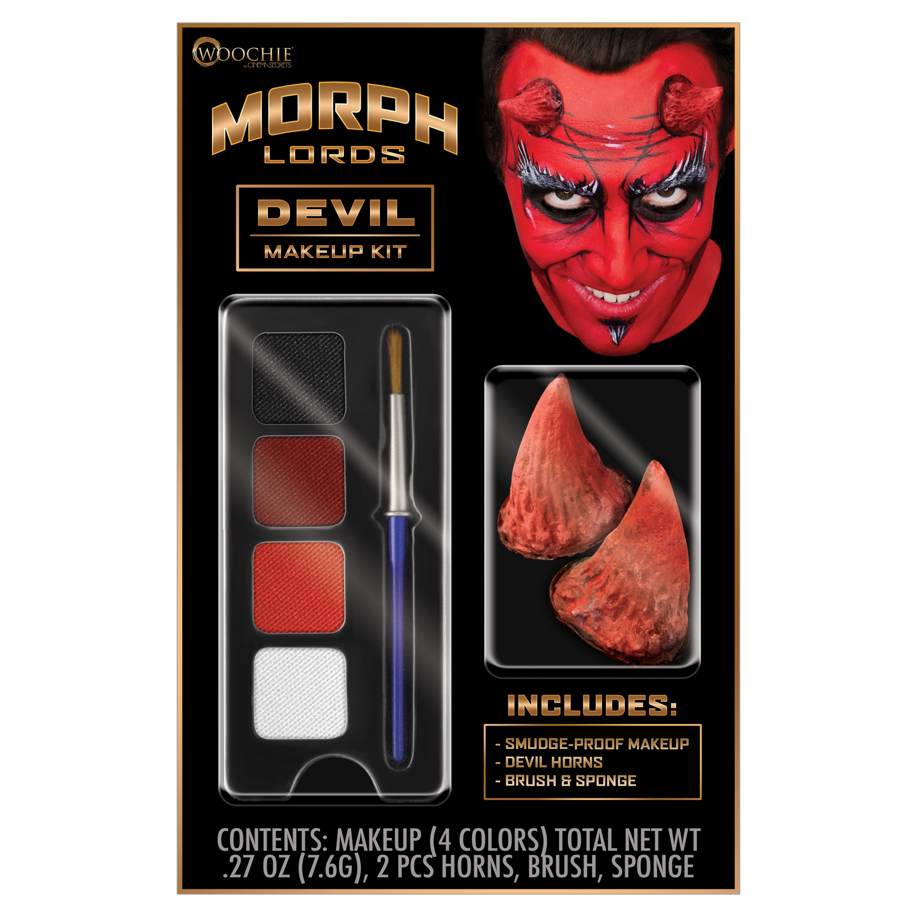 Woochie Morphlords Devil Costume Kit - Halloween Smudgeproof Make-Up Set with Devil Horns