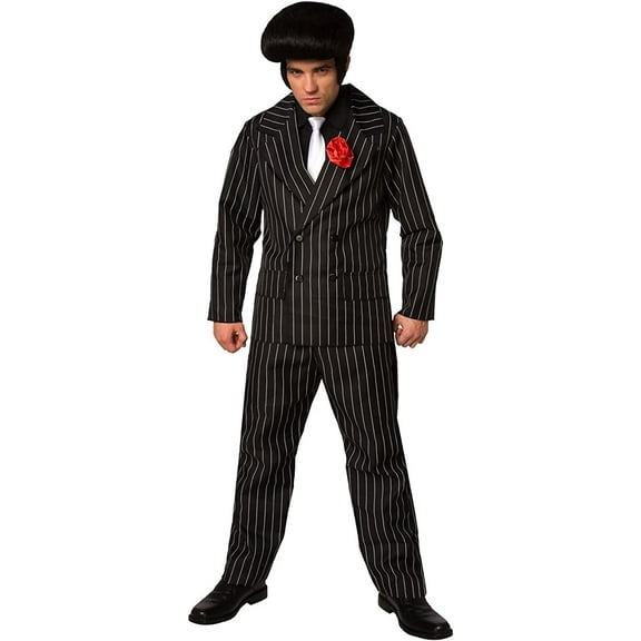 Morph Mens 1920s Gangster Suit Costume 20s Pinstripe Mafia Boss Outfit Halloween Black XL