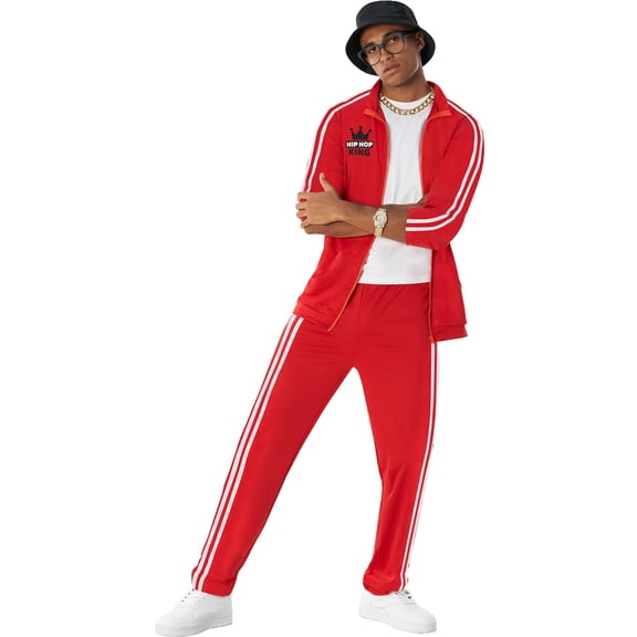 Morph Mens 1980s Red Rapper Costume Boombox Adult 90s Hip Hop Tracksuit Halloween Halloween Red XL