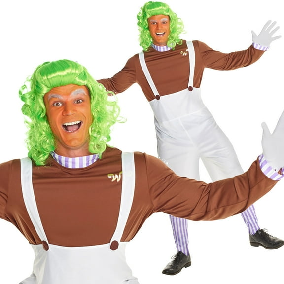 Morph Mens Chocolate Factory Worker Costume Wig Adult TV Movie Book Day Halloween Multi-color XL
