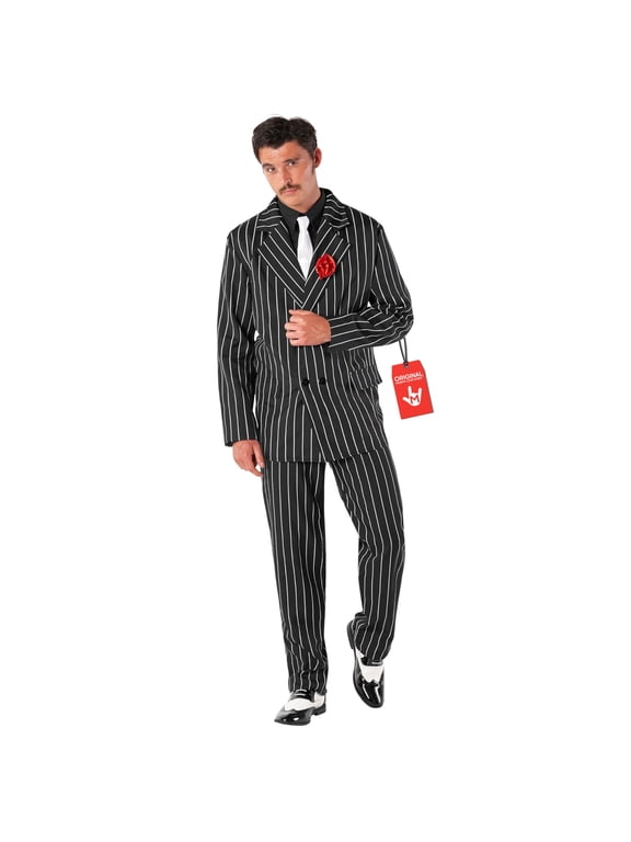 1920s Gangster Costume Men, Roaring 20s Mobster Outfit, Gangster Costume Men, Vintage Style Party Attire, Large Black