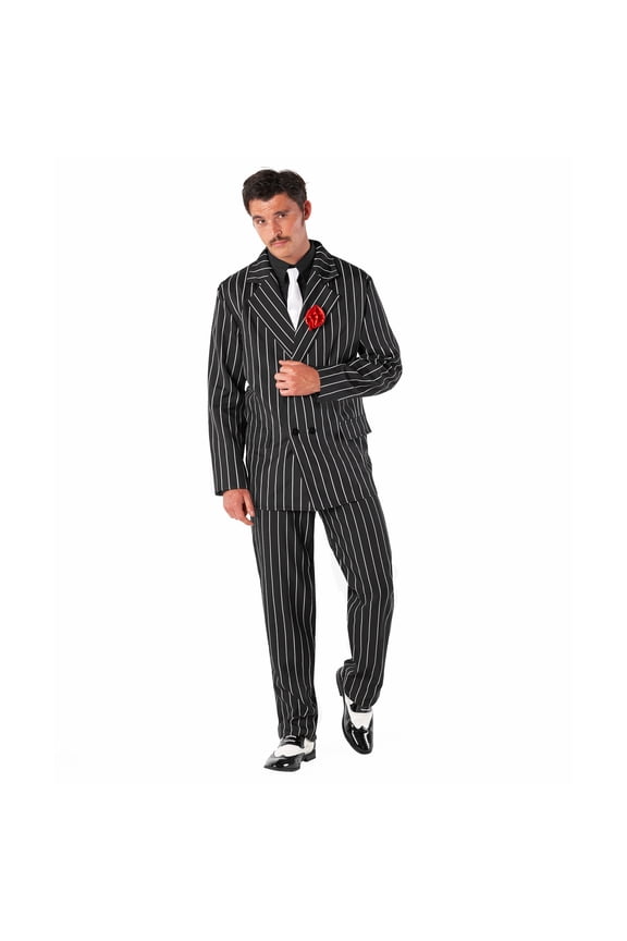 Mens Gangster Costume Mobster Outfit Adult Mob Boss Pinstripe Mafia Halloween Costume for Men Large