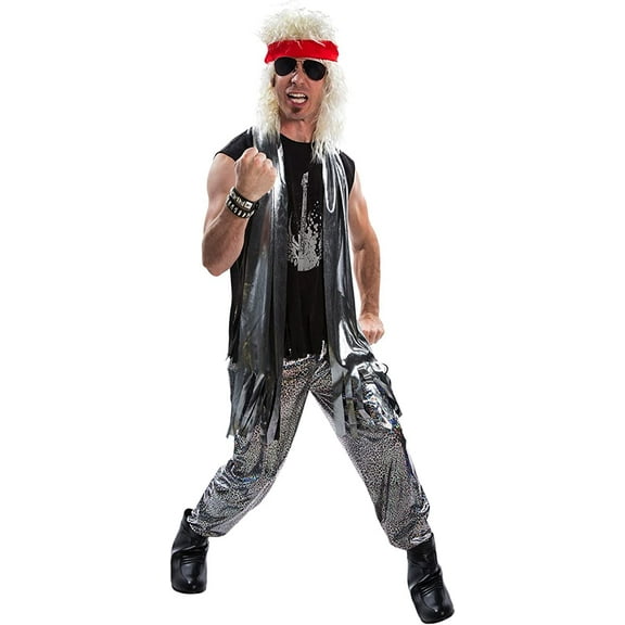 Morph Mens Glam Rock 1970s 1980s Costume 70s 80s Rocker Rockstar Star Halloween Silver XL