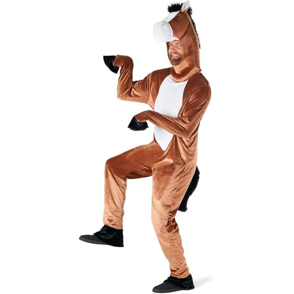 Morph Mens Horse Jumpsuit Costume Adult Animal Halloween Fancy Dress Halloween Brown XL