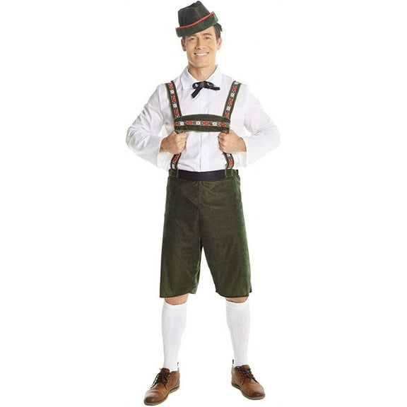 Morph Mens Lederhosen Fancy Dress Costume German Bavarian Beer Oktoberfest Halloween Green XL