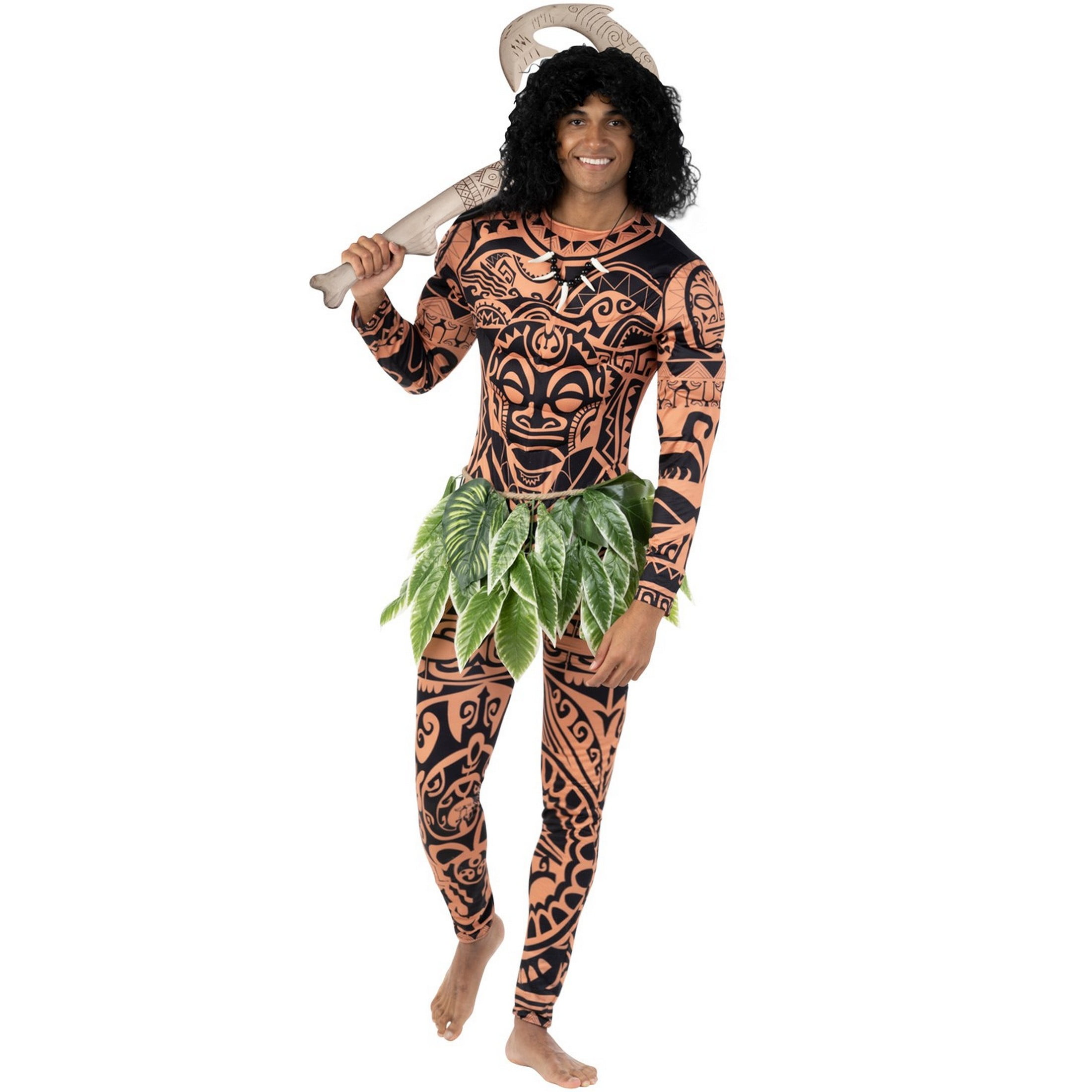 Morph Men's Adult Maui Tattoo Warrior Costume, Polynesian Demi God