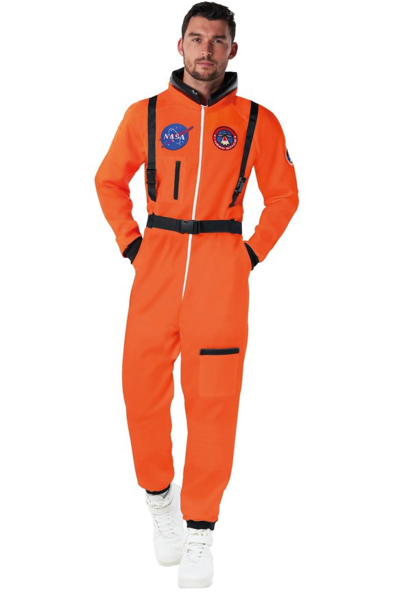 Mens Orange Astronaut Costume Adult NASA Spaceman Space Suit Halloween Halloween Orange XL