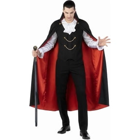Morph Mens Vampire Costume Adult Count Dracula Halloween Fancy Dress Cape Cane Halloween Black M