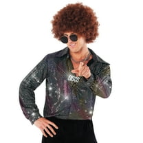 Morph Morph Disco Shirt Mens 70S Costume, Fancy Dress Outfit For Men, Retro 1970S Disco Party Wear, 80S Theme Costume Halloween Costume For Men Silver XX-Large