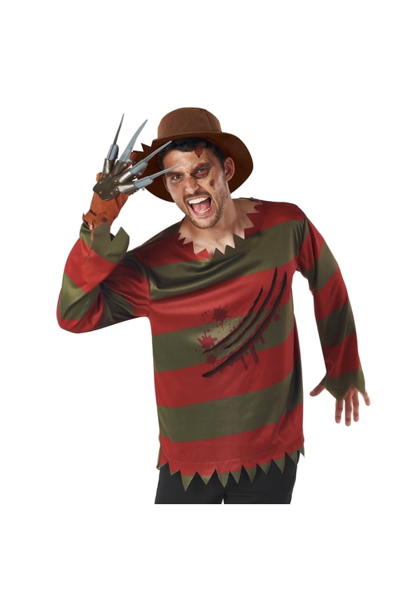 Nightmare Killer Costume for Men, Scary Halloween Costume with Claw, Perfect for Halloween Parties and Events Halloween Costume for Men Red XX-Large