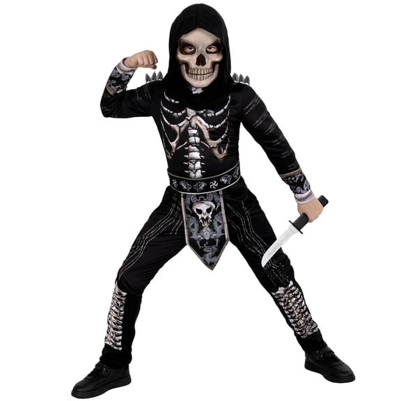 Morph Ninja Skeleton Costume Boys Halloween Costume For Boys Black Large