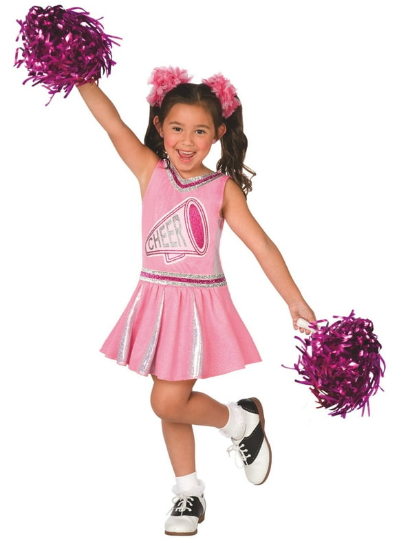 Morph Pink Cheerleader Costume with Pom Poms Girls High School Glee Outfit Birthday Pink L
