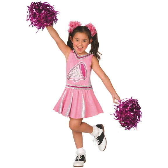 Morph Pink Cheerleader Costume with Pom Poms Girls High School Glee Outfit Halloween Pink M