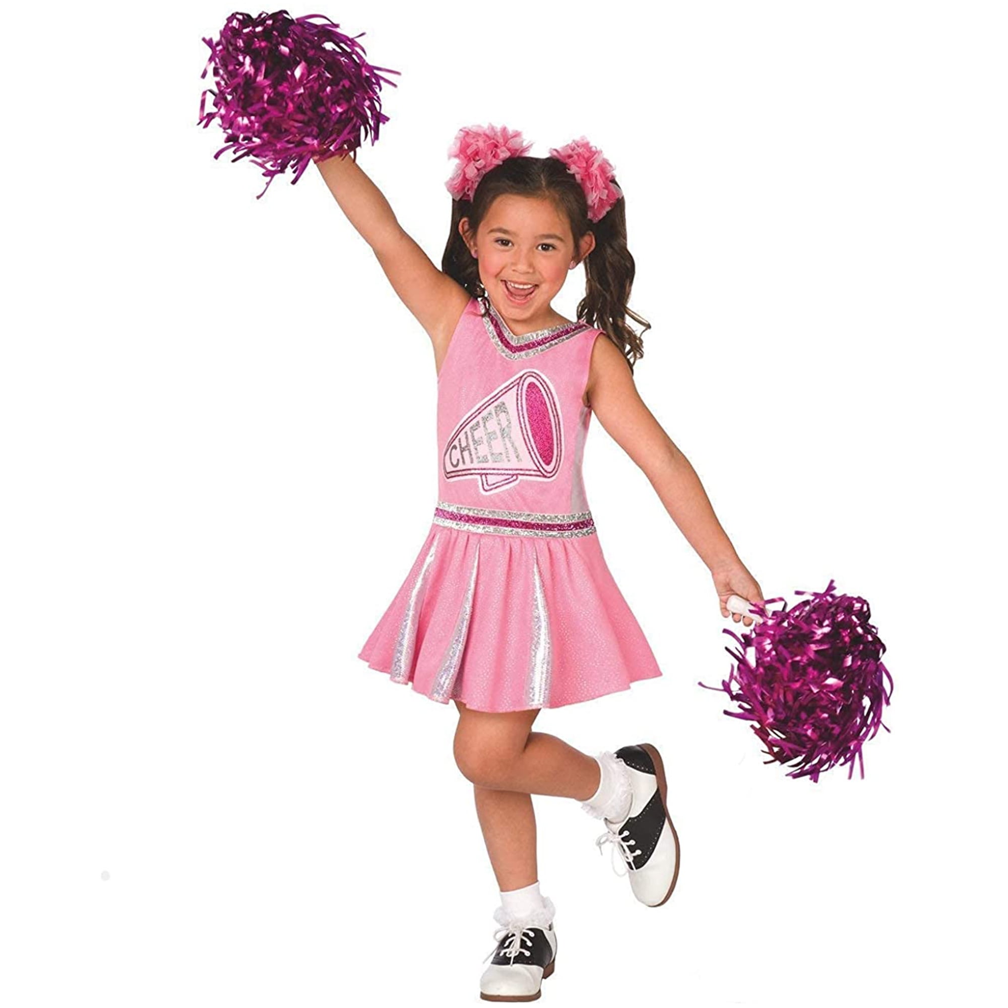 Morph Pink Cheerleader Costume with Pom Poms Girls High School Glee