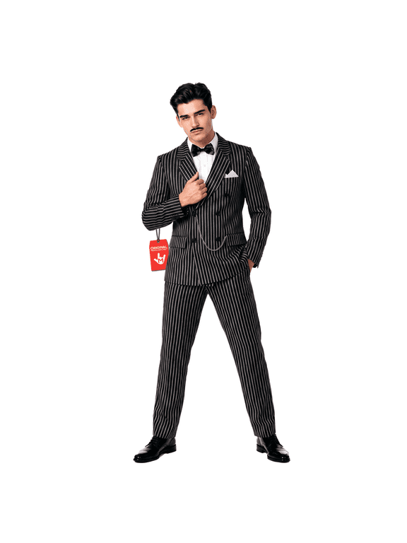 Pinstripe Patriarch Suit Men Halloween Costume for Men Black Large