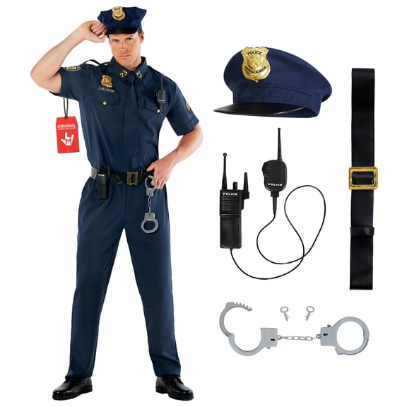 Morph Police Officer Mens Halloween Costume For Mens Blue Medium