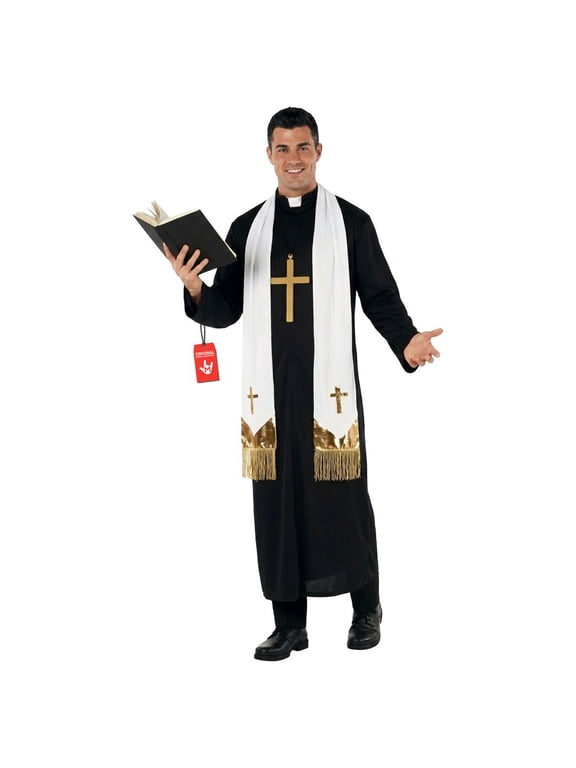 Priest Costume Men Exorcist Outfit Adult Priest Costume With Collar Plus Accessories For Halloween Party