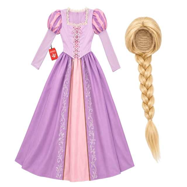 Morph Purple Fairy Tale Princess Costume Women, Storybook Long Braid ...
