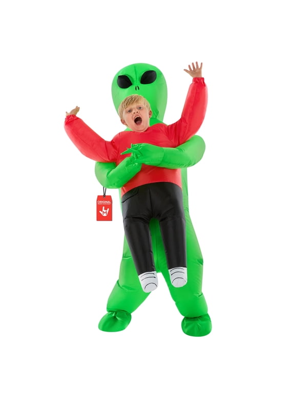 Red Abductee Alien Pmu Inflatable Kids Costume Halloween Costume For Unisex Green One Size