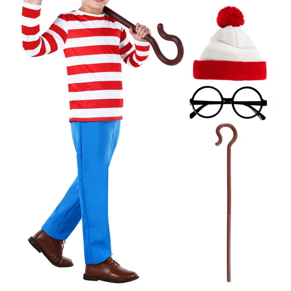 Morph Red And White Striped Boy Halloween Costume For Boys Red Large